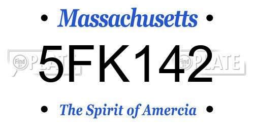 5FK142 Massachusetts License Plate