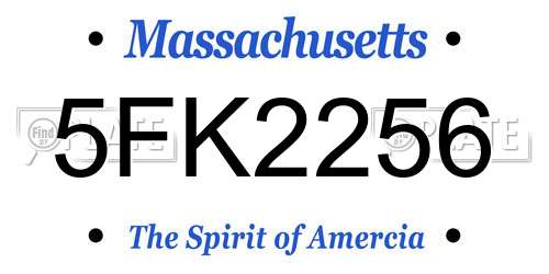 5FK2256 Massachusetts License Plate