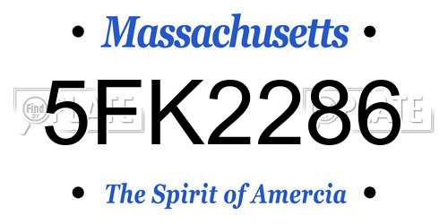 5FK2286 Massachusetts License Plate
