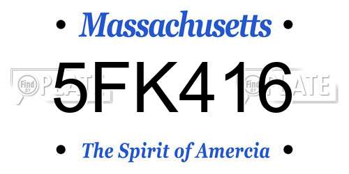 5FK416 Massachusetts License Plate