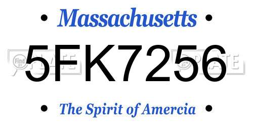 5FK7256 Massachusetts License Plate
