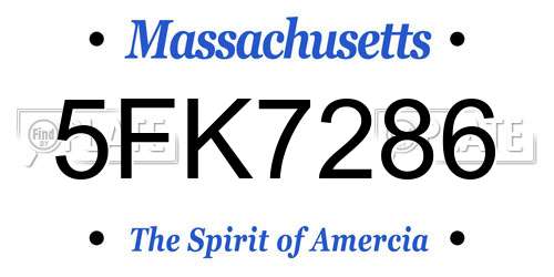 5FK7286 Massachusetts License Plate