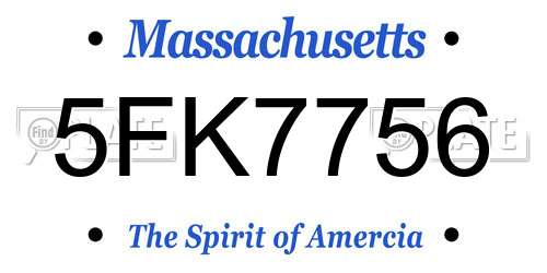 5FK7756 Massachusetts License Plate