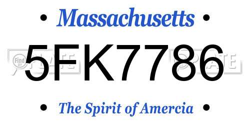 5FK7786 Massachusetts License Plate