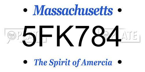 5FK784 Massachusetts License Plate