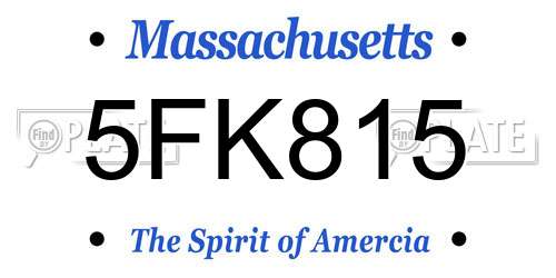 5FK815 Massachusetts License Plate