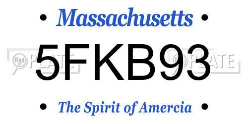 5FKB93 Massachusetts License Plate