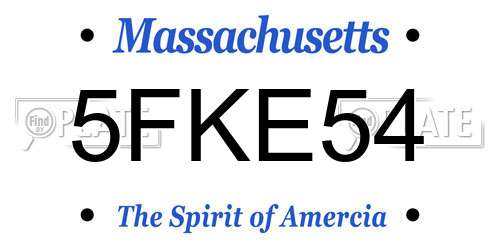 5FKE54 Massachusetts License Plate