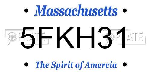 5FKH31 Massachusetts License Plate