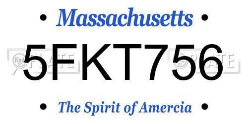 5FKT756 Massachusetts License Plate