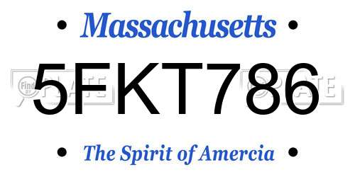 5FKT786 Massachusetts License Plate