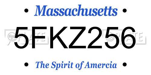 5FKZ256 Massachusetts License Plate