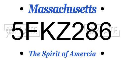 5FKZ286 Massachusetts License Plate