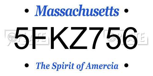 5FKZ756 Massachusetts License Plate