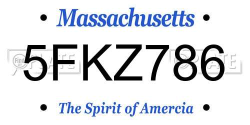 5FKZ786 Massachusetts License Plate