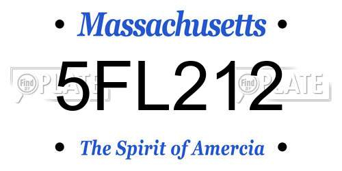 5FL212 Massachusetts License Plate