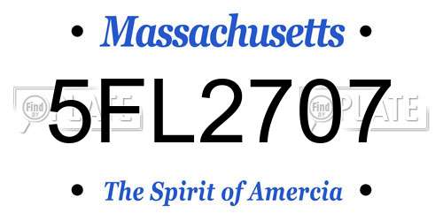 5FL2707 Massachusetts License Plate