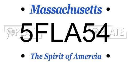 5FLA54 Massachusetts License Plate
