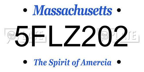 5FLZ202 Massachusetts License Plate
