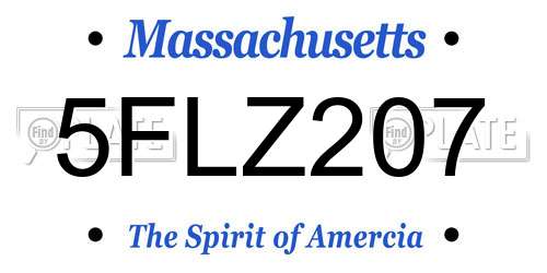 5FLZ207 Massachusetts License Plate