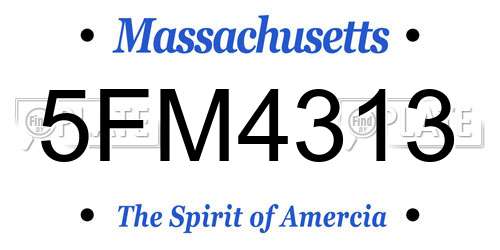 5FM4313 Massachusetts License Plate