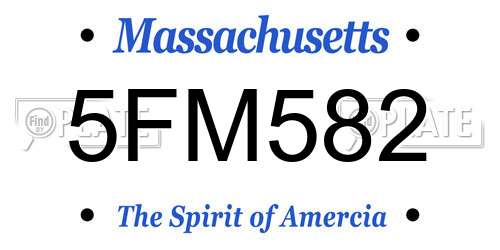 5FM582 Massachusetts License Plate