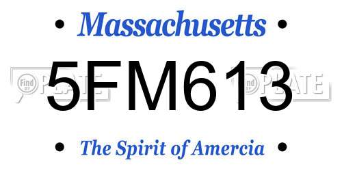 5FM613 Massachusetts License Plate