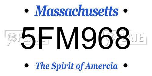 5FM968 Massachusetts License Plate