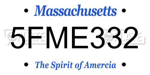 5FME332 Massachusetts License Plate