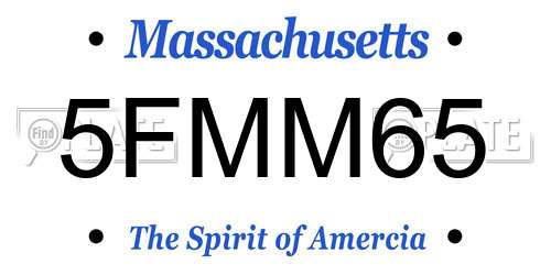 5FMM65 Massachusetts License Plate