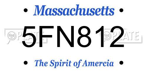 5FN812 Massachusetts License Plate