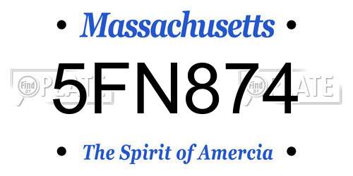 5FN874 Massachusetts License Plate