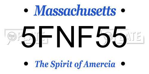 5FNF55 Massachusetts License Plate