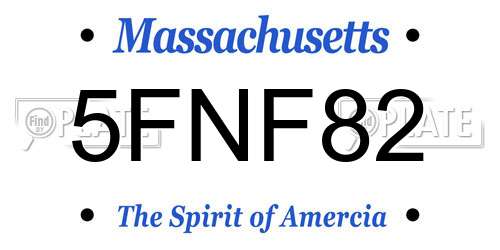 5FNF82 Massachusetts License Plate