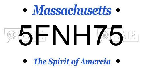 5FNH75 Massachusetts License Plate