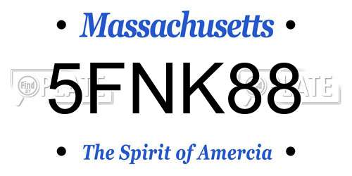 5FNK88 Massachusetts License Plate