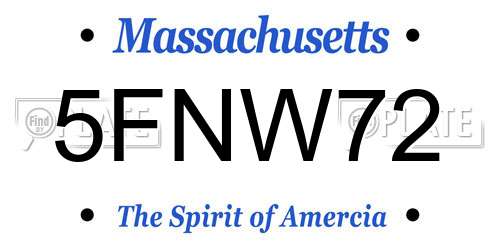 5FNW72 Massachusetts License Plate
