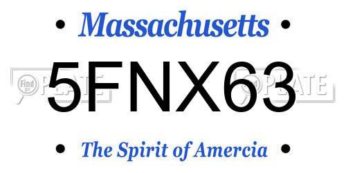 5FNX63 Massachusetts License Plate