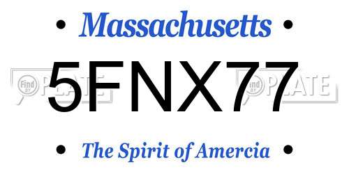 5FNX77 Massachusetts License Plate