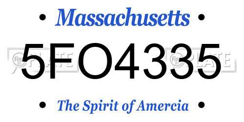 5FO4335 Massachusetts License Plate
