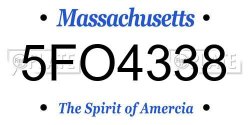 5FO4338 Massachusetts License Plate