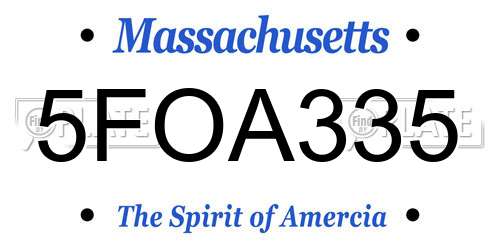 5FOA335 Massachusetts License Plate