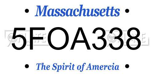 5FOA338 Massachusetts License Plate