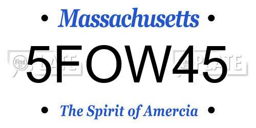 5FOW45 Massachusetts License Plate
