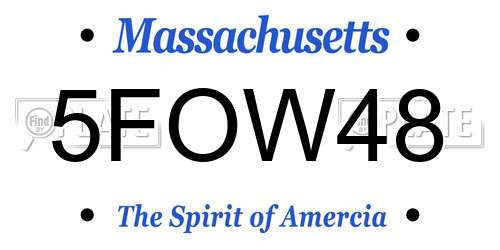 5FOW48 Massachusetts License Plate