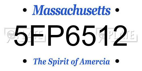 5FP6512 Massachusetts License Plate