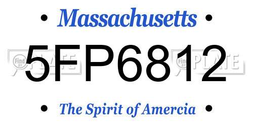 5FP6812 Massachusetts License Plate