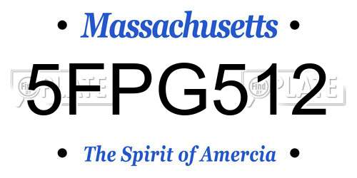 5FPG512 Massachusetts License Plate