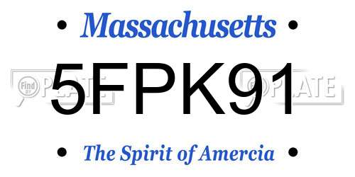 5FPK91 Massachusetts License Plate