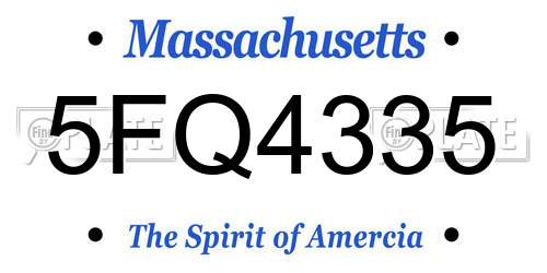 5FQ4335 Massachusetts License Plate